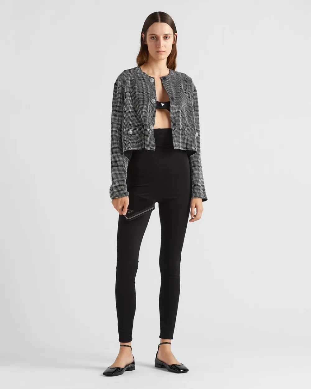 Mujer Prada CHAQUETAS Y ABRIGOS^Chaqueta De Pedrería Y Cruzado Simple