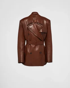 Mujer Prada ROPA DE PIEL^Chaqueta De Piel Con Cruzado Doble
