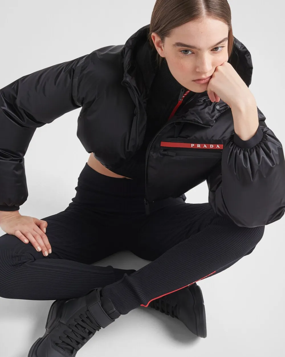 Mujer Prada ROPA^Chaqueta De Plumón Con Capucha De Re-nylon