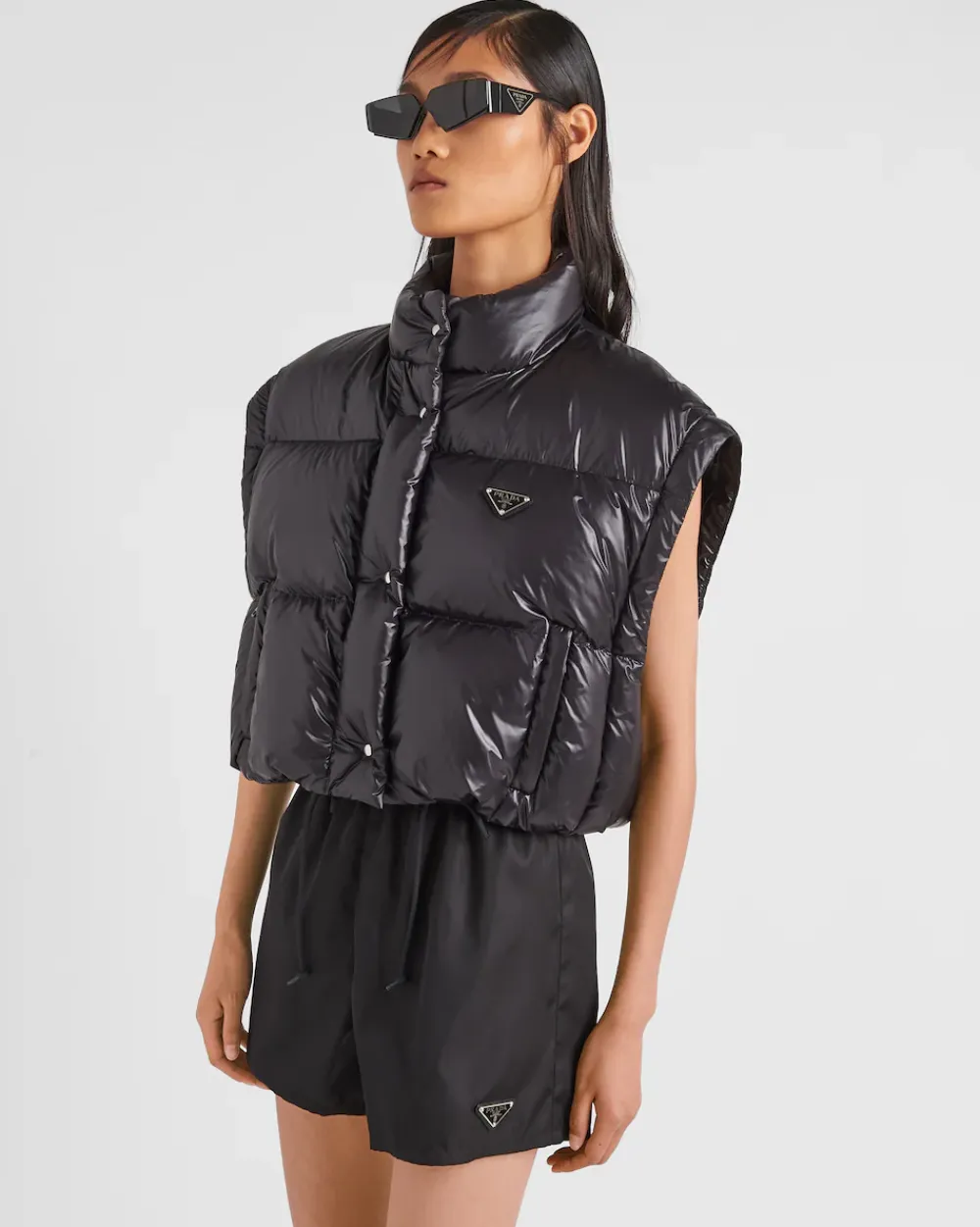 Mujer Prada ROPA DE ABRIGO^Chaqueta De Plumón Corta Convertible De Re-nylon