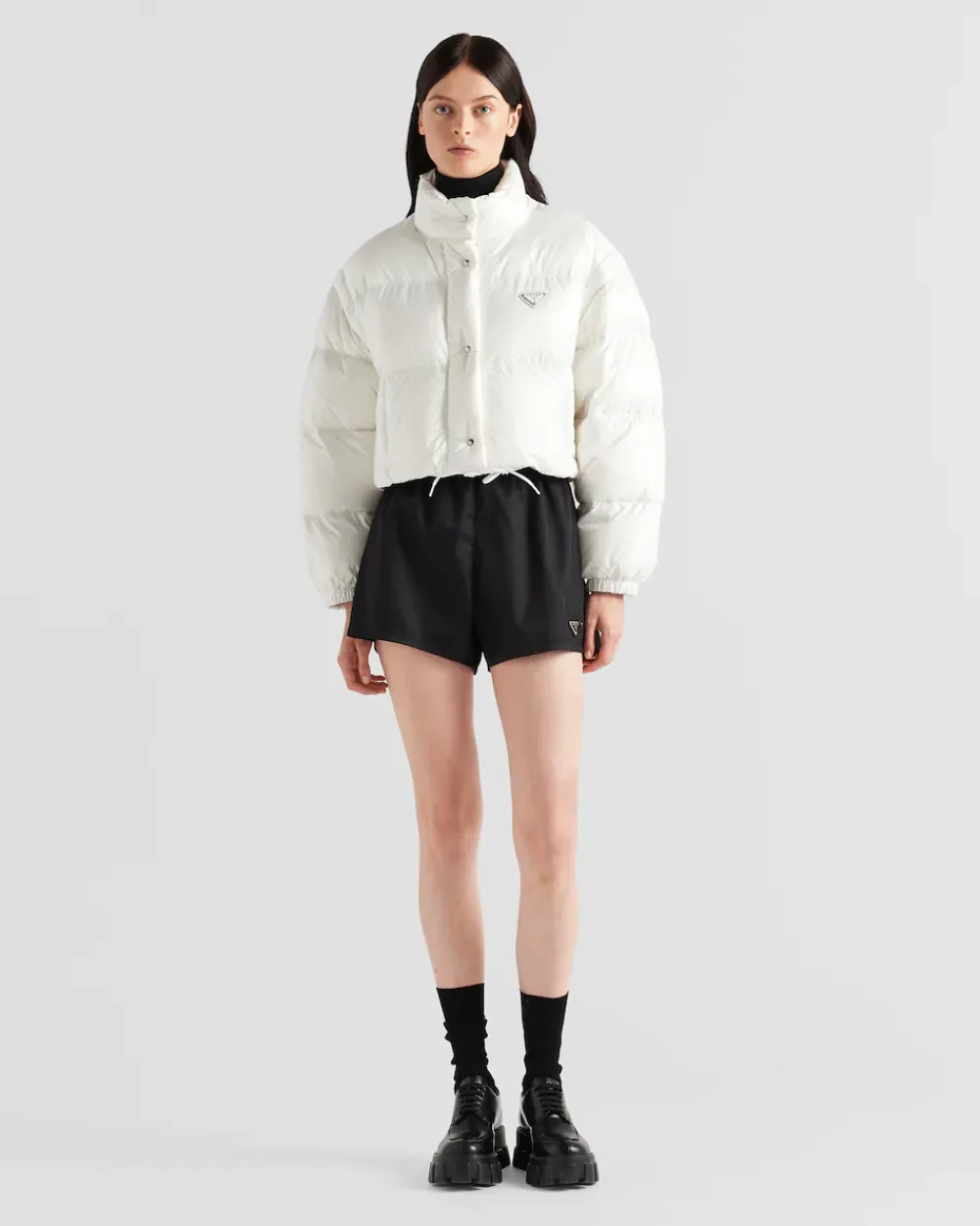 Mujer Prada ROPA DE ABRIGO^Chaqueta De Plumón Corta Convertible De Re-nylon