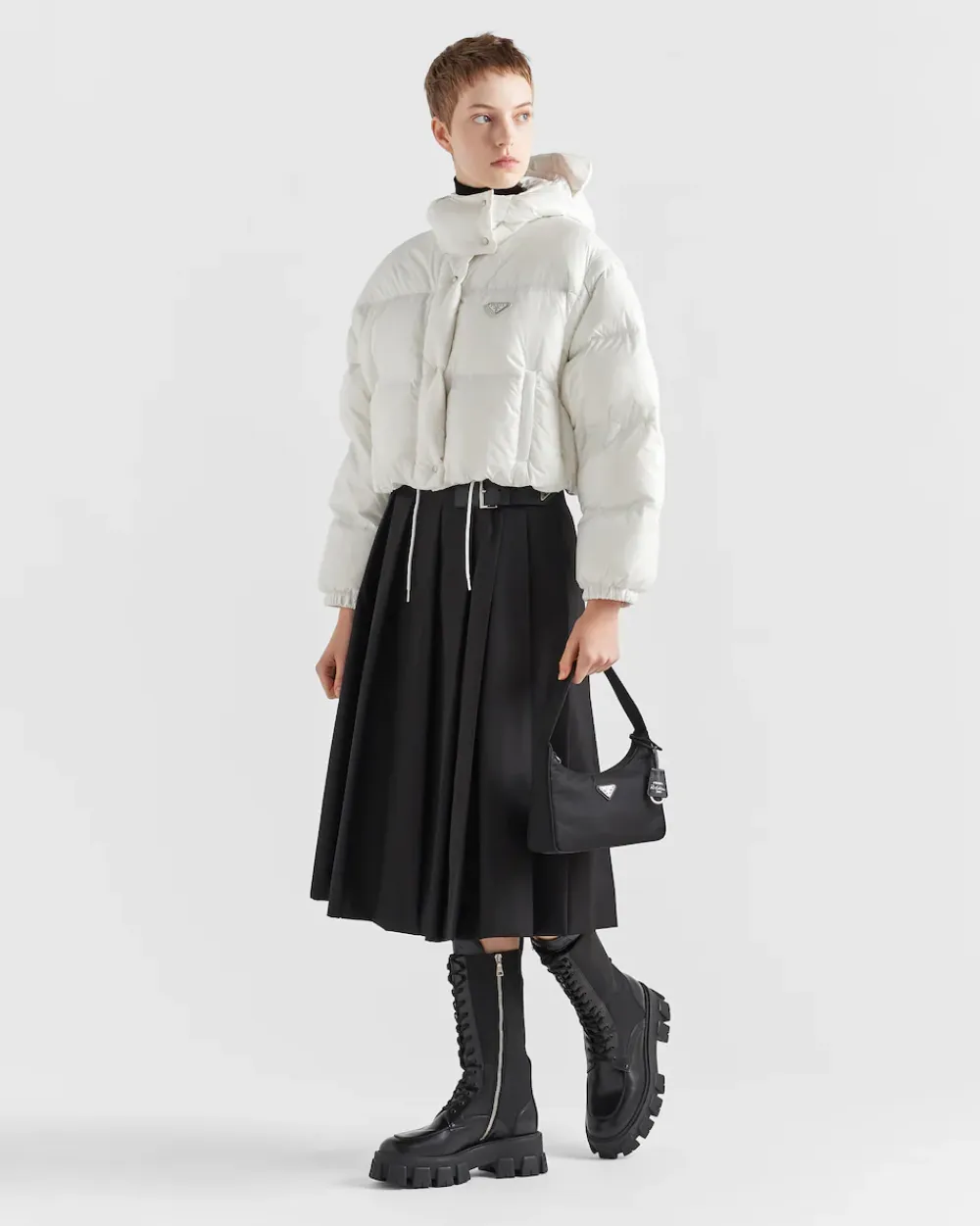 Mujer Prada ROPA DE ABRIGO^Chaqueta De Plumón Corta Convertible De Re-nylon