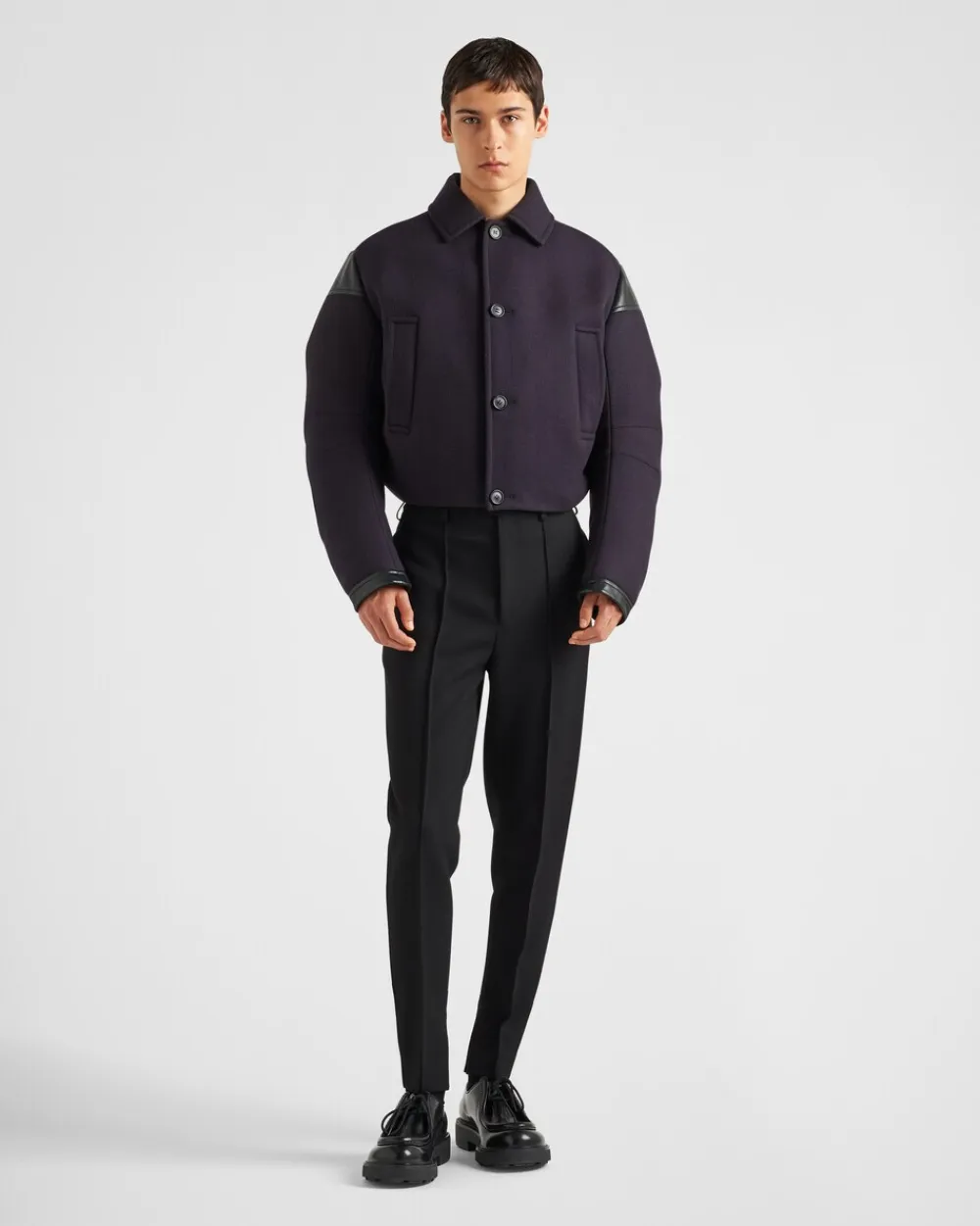 Hombre Prada ROPA DE ABRIGO^Chaqueta De Plumón Corta De Mezcla De Lana