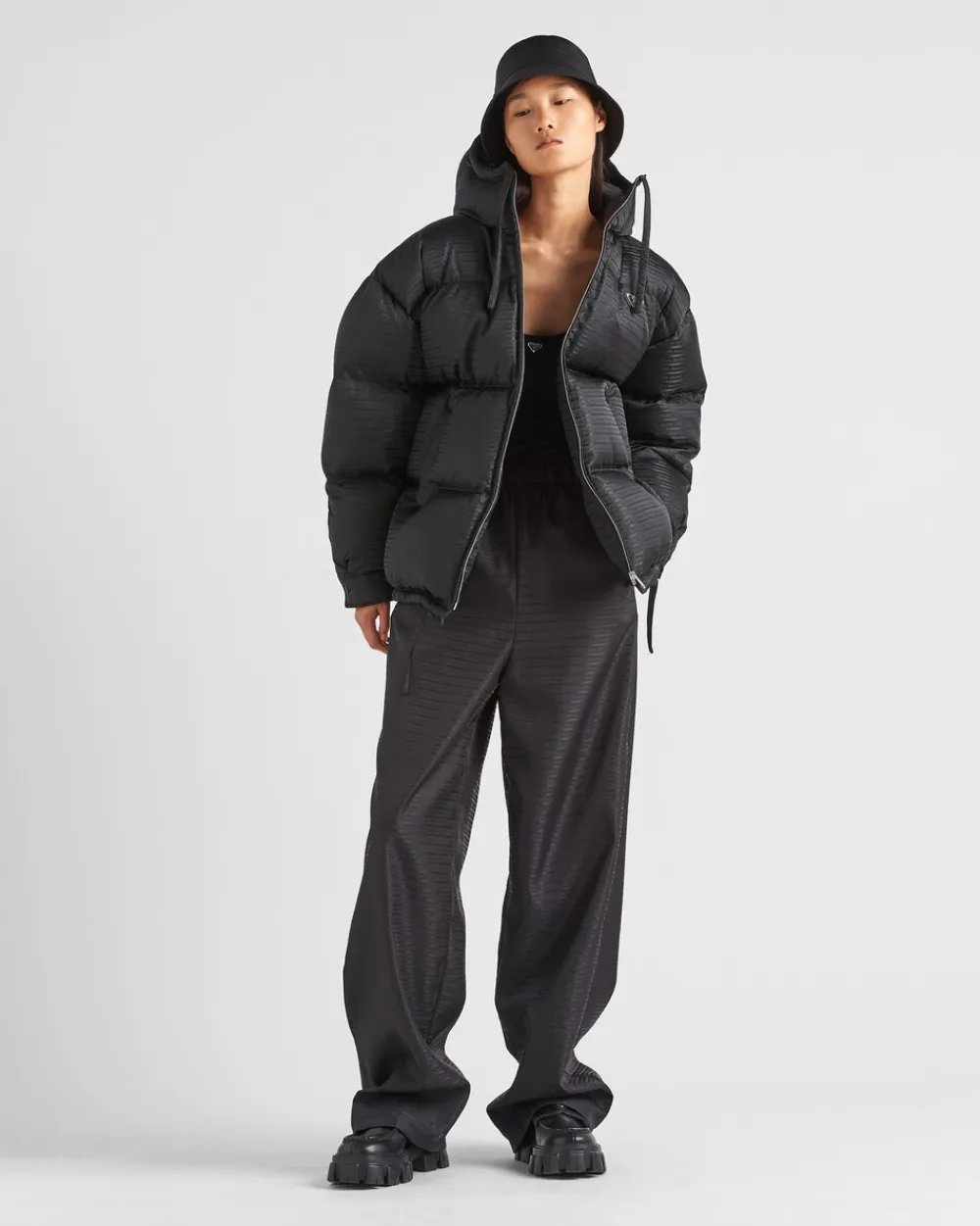 Mujer Prada ROPA DE ABRIGO^Chaqueta De Plumón Y Re-nylon Con Capucha