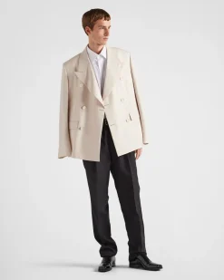 Hombre Prada CHAQUETAS Y ABRIGOS^Chaqueta De Seda De Botonadura Doble