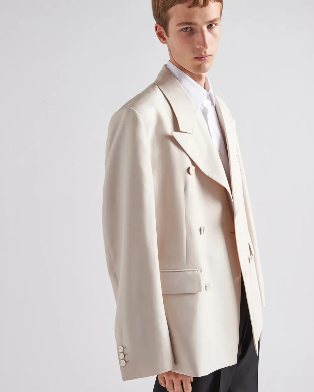Hombre Prada CHAQUETAS Y ABRIGOS^Chaqueta De Seda De Botonadura Doble