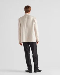 Hombre Prada CHAQUETAS Y ABRIGOS^Chaqueta De Seda De Botonadura Doble