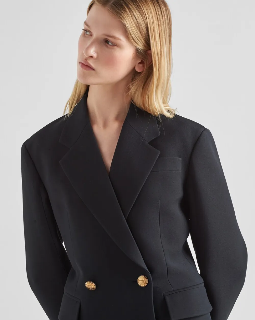 Mujer Prada CHAQUETAS Y ABRIGOS^Chaqueta De Tricotina Con Cruzado Doble