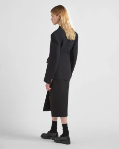 Mujer Prada CHAQUETAS Y ABRIGOS^Chaqueta De Tricotina Con Cruzado Doble