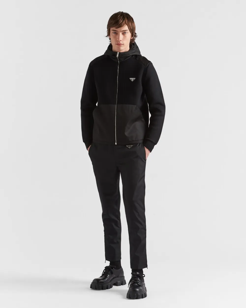 Hombre Prada TEJIDOS DE PUNTO^Chaqueta En Gabardina De Re-nylon Y Lana