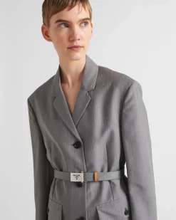 Mujer Prada CHAQUETAS Y ABRIGOS^Chaqueta En Kid Mohair De Botonadura Simple