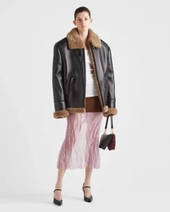 Mujer Prada ROPA DE PIEL^Chaqueta Holgada De Piel Vuelta