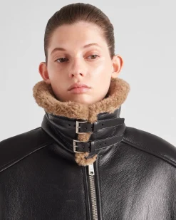 Mujer Prada ROPA DE PIEL^Chaqueta Holgada De Piel Vuelta