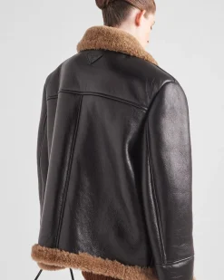 Mujer Prada ROPA DE PIEL^Chaqueta Holgada De Piel Vuelta