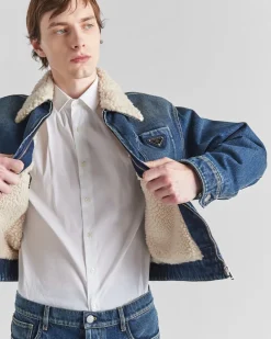 Hombre Prada TEJIDO VAQUERO^Chaqueta Vaquera Acolchada