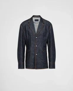 Hombre Prada TEJIDO VAQUERO^Chaqueta Vaquera De Botonadura Simple