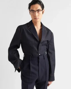 Hombre Prada TEJIDO VAQUERO^Chaqueta Vaquera De Botonadura Simple
