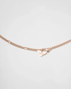 Mujer Prada COLECCIÓN DE JOYERÍA ELEGANTE^Collar Con Colgante Eternal Gold De Oro Rosa
