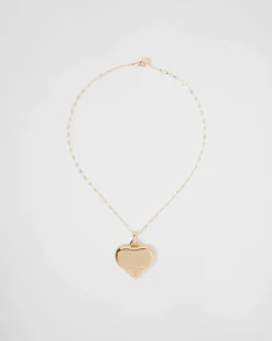 Mujer Prada COLECCIÓN DE JOYERÍA ELEGANTE^Collar Con Colgante Mediano Eternal Gold De Oro Amarillo