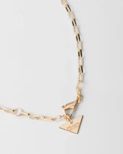 Hombre Prada COLECCIÓN DE JOYERÍA ELEGANTE^Collar Con Colgante Pequeño Eternal Gold De Oro Amarillo