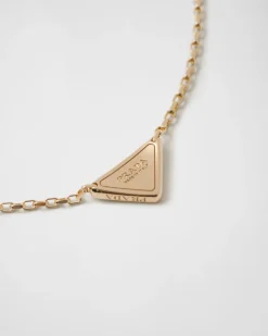 Mujer/Hombre Prada COLECCIÓN DE JOYERÍA ELEGANTE|COLECCIÓN DE JOYERÍA ELEGANTE^Collar Con Microcolgante Triangular Eternal Gold De Oro Amarillo Y Diamantes
