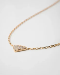 Mujer/Hombre Prada COLECCIÓN DE JOYERÍA ELEGANTE|COLECCIÓN DE JOYERÍA ELEGANTE^Collar Con Minicolgante Triangular Eternal Gold De Oro Amarillo Y Diamantes