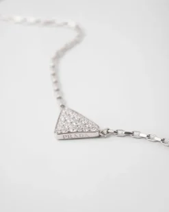 Mujer/Hombre Prada COLECCIÓN DE JOYERÍA ELEGANTE|COLECCIÓN DE JOYERÍA ELEGANTE^Collar Con Minicolgante Triangular Eternal Gold En Oro Blanco Y Diamantes