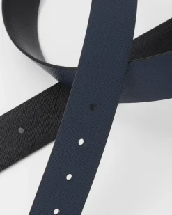 Hombre Prada CINTURONES PERSONALIZADOS^Correa De Cinturón Reversible De Piel Saffiano