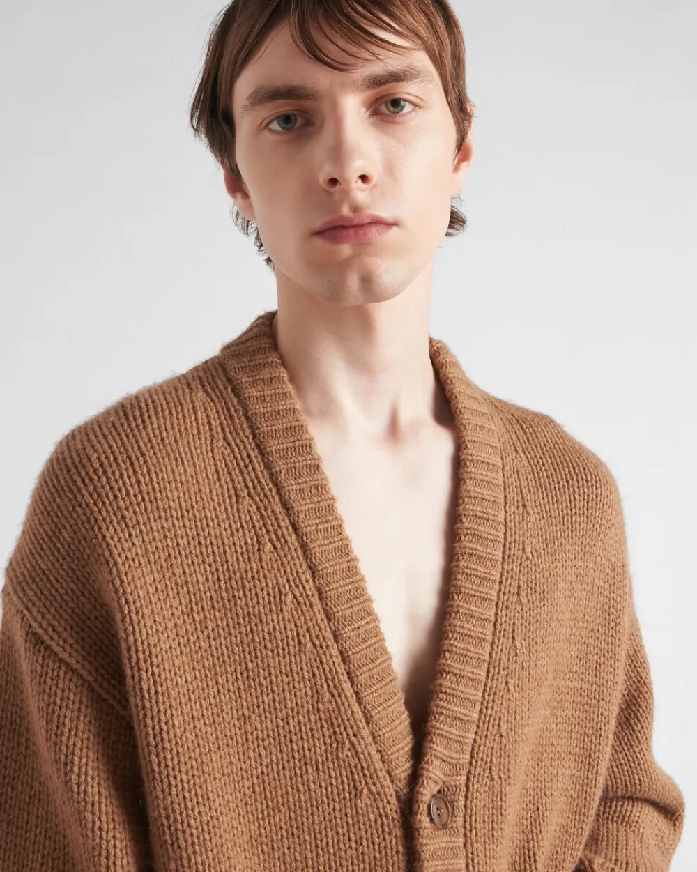 Hombre Prada TEJIDOS DE PUNTO^Cárdigan De Pelo De Camello