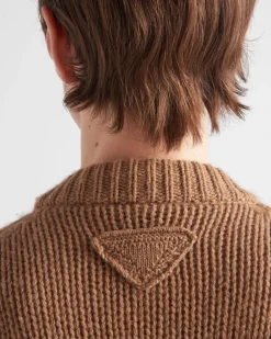Hombre Prada TEJIDOS DE PUNTO^Cárdigan De Pelo De Camello