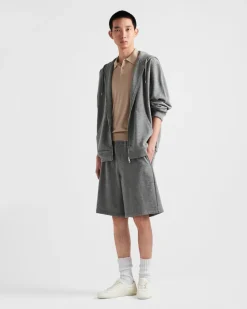 Hombre Prada ROPA DEPORTIVA Y SUDADERAS^Cárdigan En Mezcla De Cachemir Con Capucha
