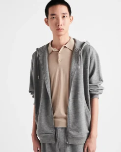 Hombre Prada ROPA DEPORTIVA Y SUDADERAS^Cárdigan En Mezcla De Cachemir Con Capucha