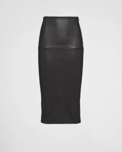Mujer Prada ROPA DE PIEL^Falda De Napa Elástica