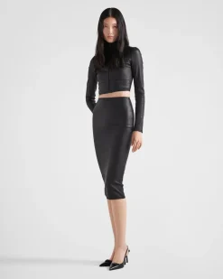 Mujer Prada ROPA DE PIEL^Falda De Napa Elástica