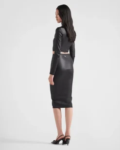 Mujer Prada ROPA DE PIEL^Falda De Napa Elástica