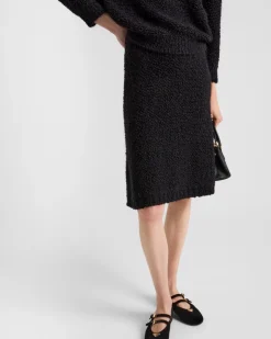 Mujer Prada TEJIDOS DE PUNTO^Falda De Punto Bouclé En Mohair
