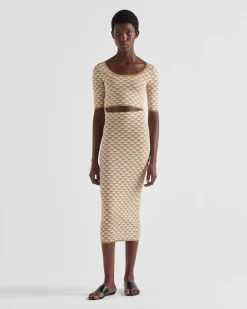 Mujer Prada FALDAS^Falda De Punto Jacquard De Algodón