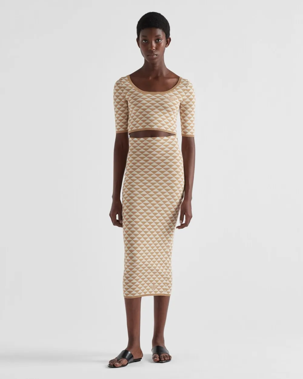 Mujer Prada FALDAS^Falda De Punto Jacquard De Algodón