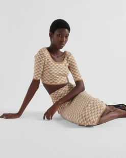 Mujer Prada FALDAS^Falda De Punto Jacquard De Algodón
