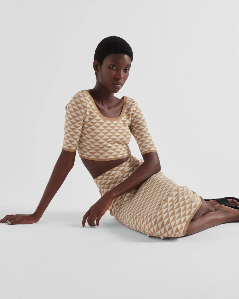 Mujer Prada FALDAS^Falda De Punto Jacquard De Algodón