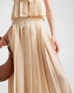Mujer Prada FALDAS^Falda Midi De Crepé De China Y Jacquard