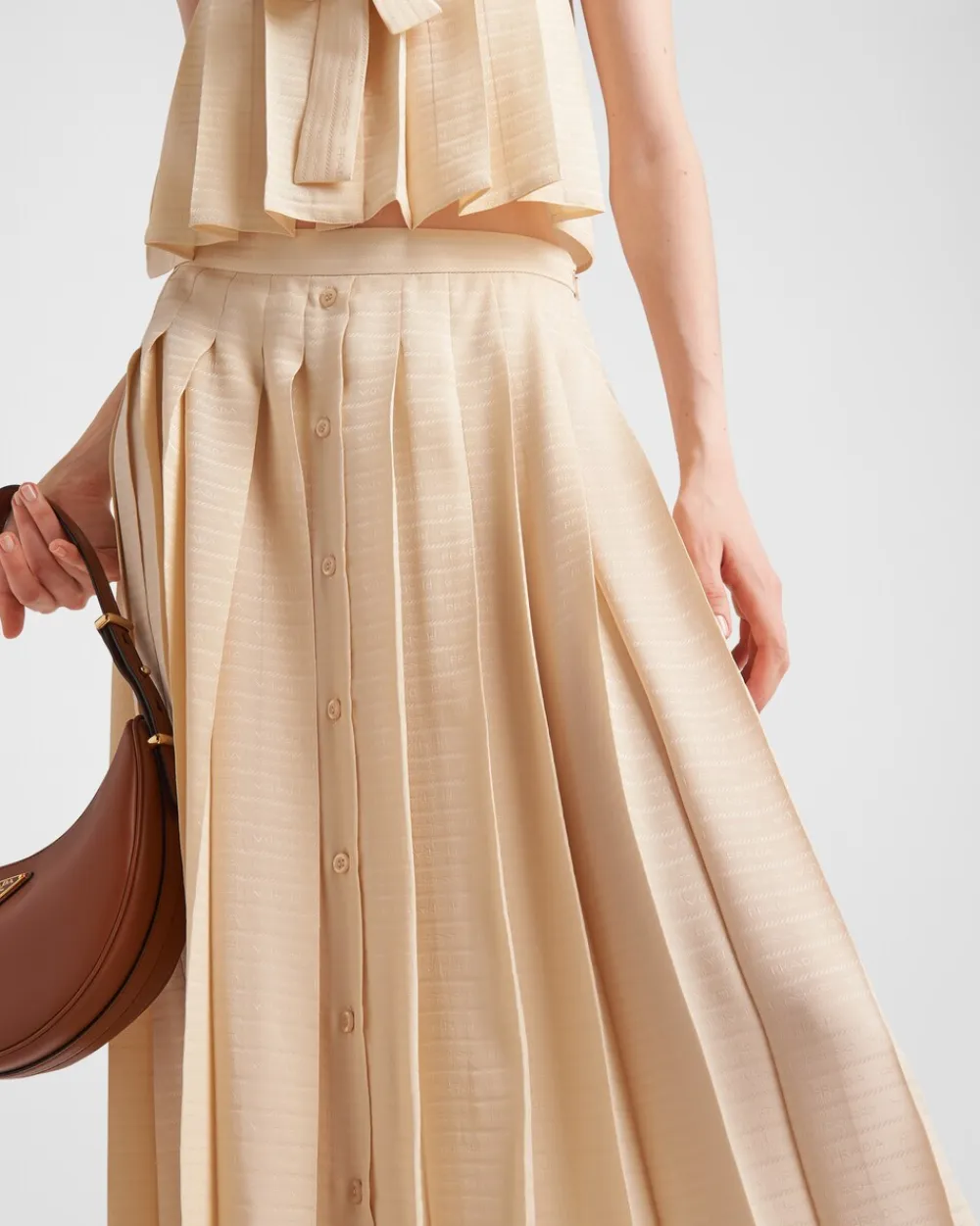 Mujer Prada FALDAS^Falda Midi De Crepé De China Y Jacquard
