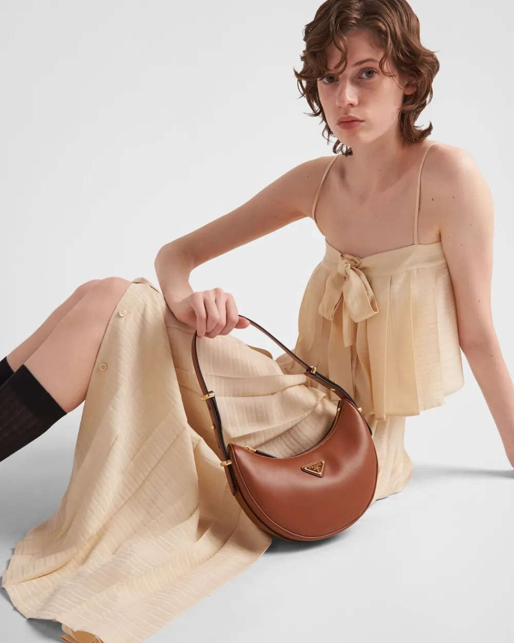 Mujer Prada FALDAS^Falda Midi De Crepé De China Y Jacquard