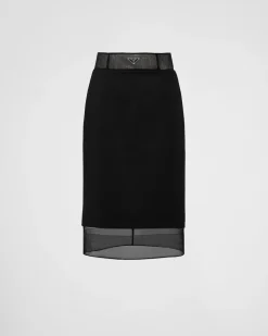 Mujer Prada FALDAS^Falda Midi De Lana Con Miriñaque