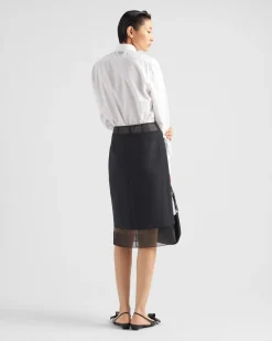 Mujer Prada FALDAS^Falda Midi De Lana Con Miriñaque