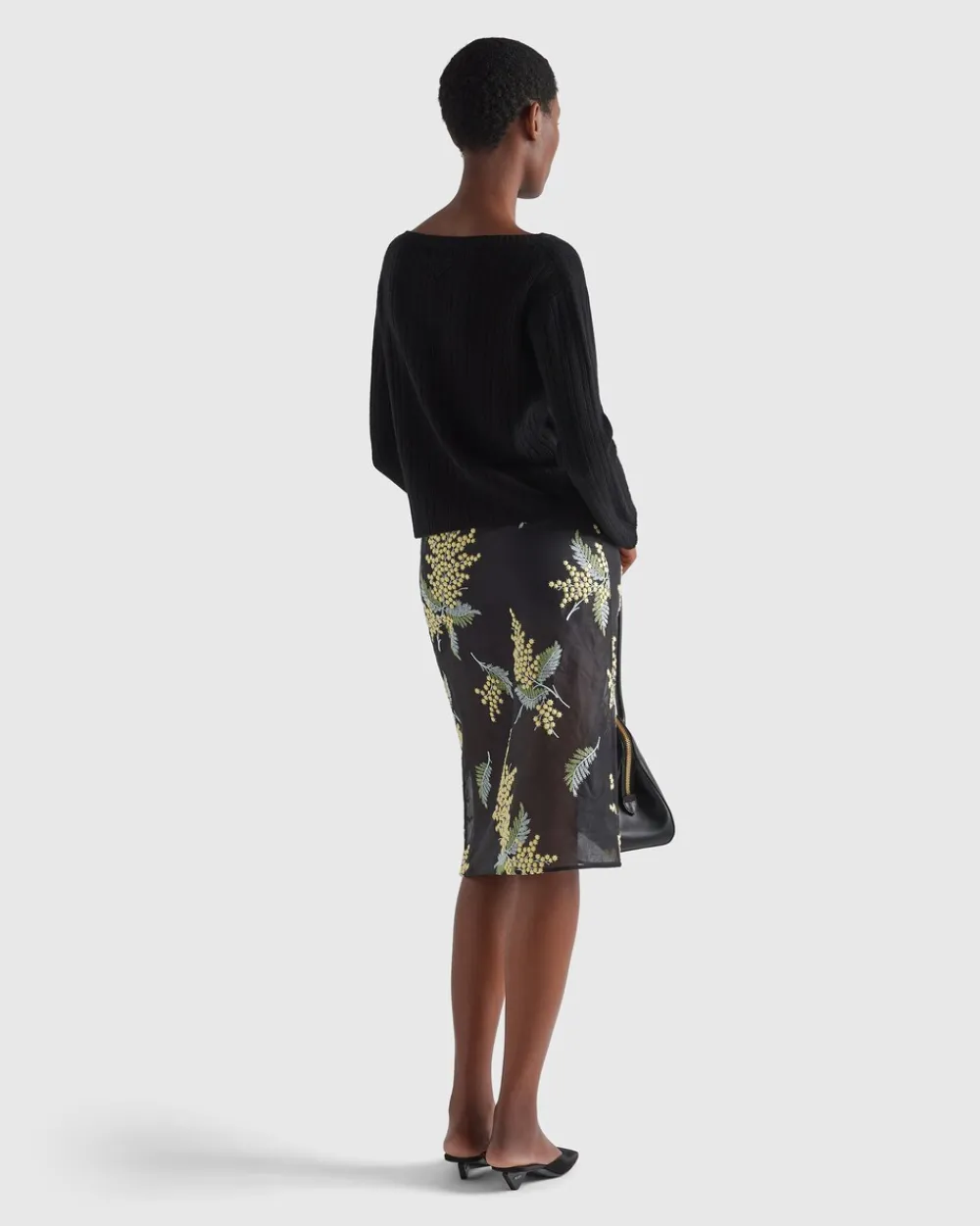 Mujer Prada FALDAS^Falda Midi De Organza Bordada