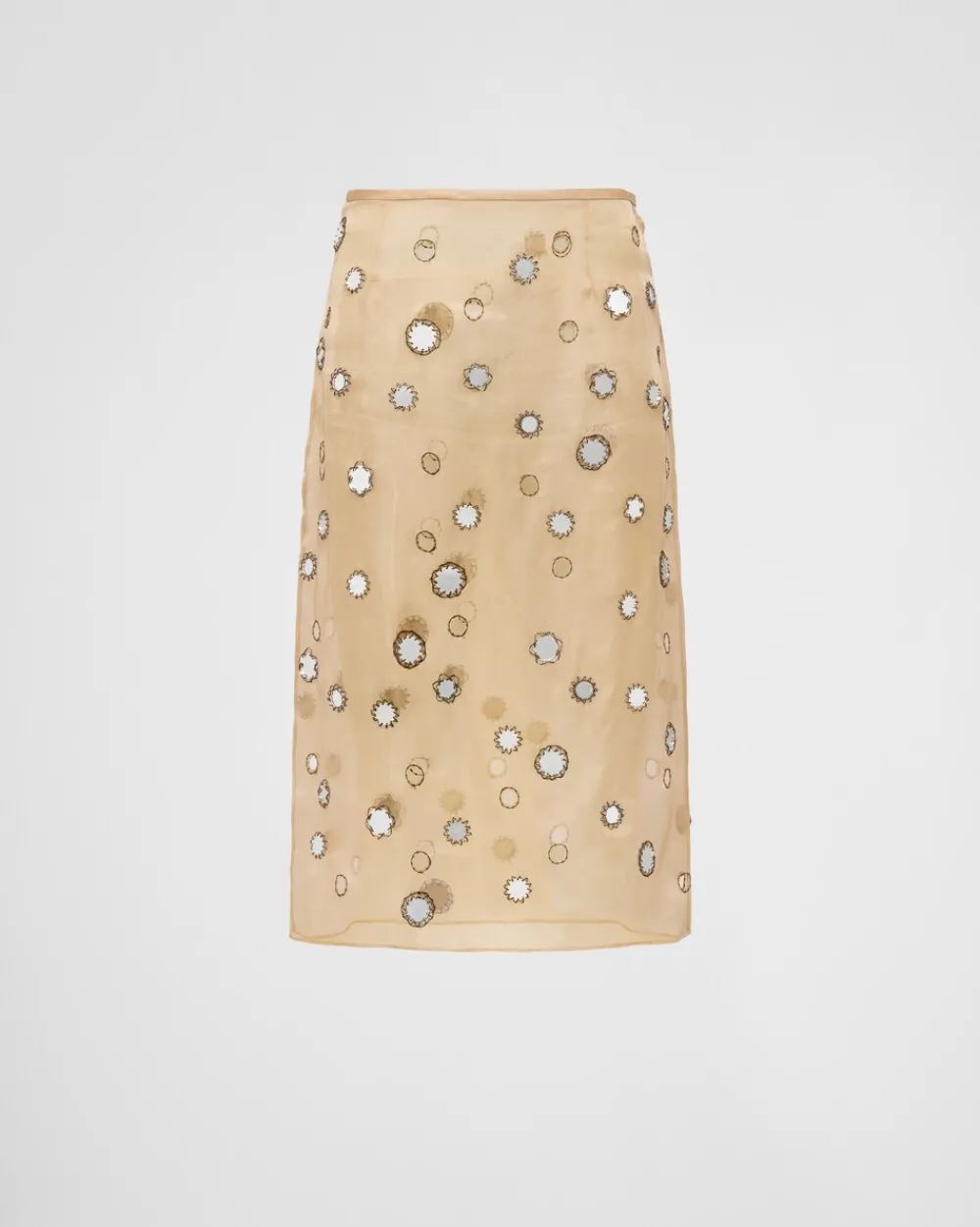 Mujer Prada FALDAS^Falda Midi De Organza Decorada Con Espejos