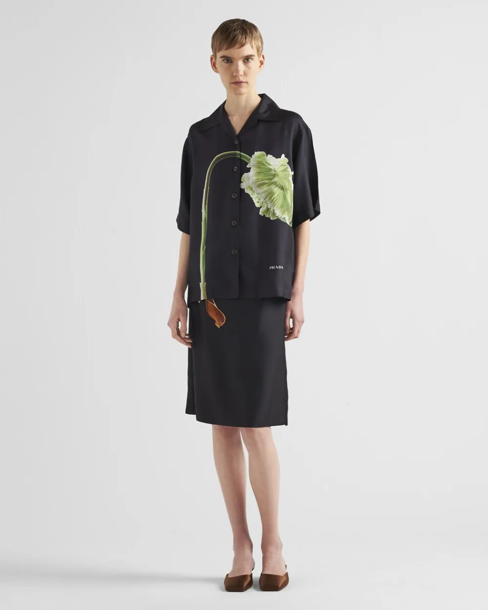 Mujer Prada FALDAS^Falda Midi De Sarga Estampada