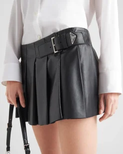Mujer Prada ROPA DE PIEL^Falda Plisada De Piel
