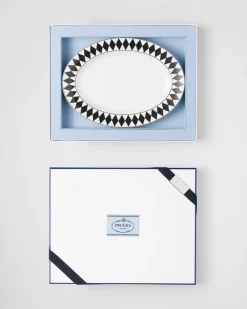 Prada BANDEJAS Y ACCESORIOS DE MESA^Fuente Pequeña De Porcelana - Checkerboard